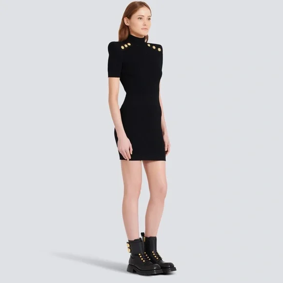 Balmain short black dress - Picture 2 of 4